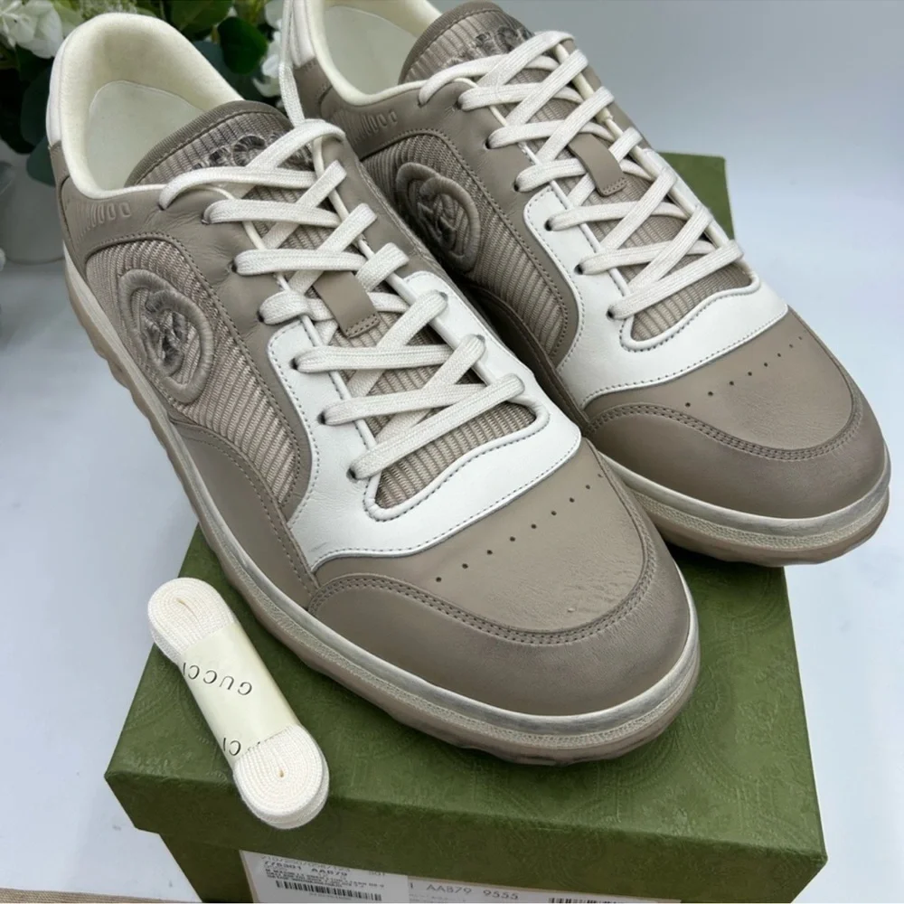 Men’s Gucci Mac 80 Dune beige low top sneakers size 12 made in Italy